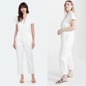 Apiece Apart White Linen Cotton Azore Jumpsuit Size 4